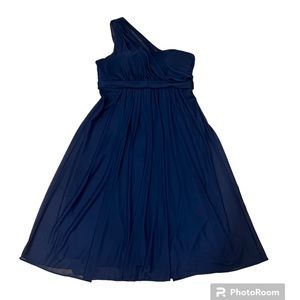 David’s Bridal Navy Blue One Shoulder Bridesmaid Dress Size 6